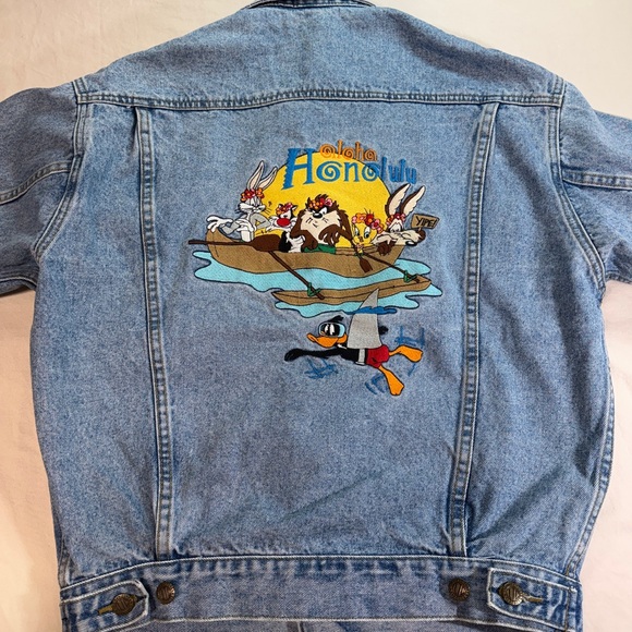 Warner Bros. Other - Vintage 90’s Looney Tunes Hawaii Denim Jacket Warner Bros Size XS RARE VTG